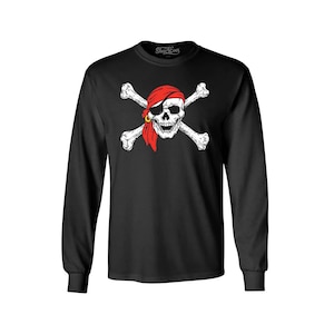 Pirate Skull and Crossbones Long Sleeve Shirt Pirate Flag Shirts