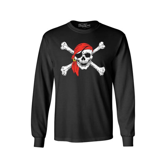 Pirate Skull and Crossbones Long Sleeve Shirt Pirate Flag