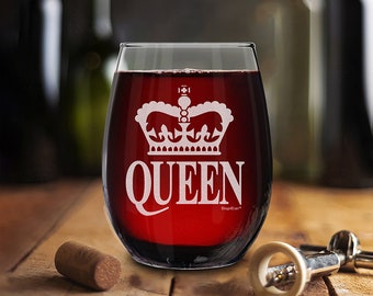 Crown Queen Stemless Wine Glass