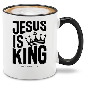 Jesus is King Openbaring 17:14 keramische koffiemok theekop 11 oz. Christelijk cadeau voor hem, haar, christelijk cadeau. Jezus cadeau. Christelijke mok.