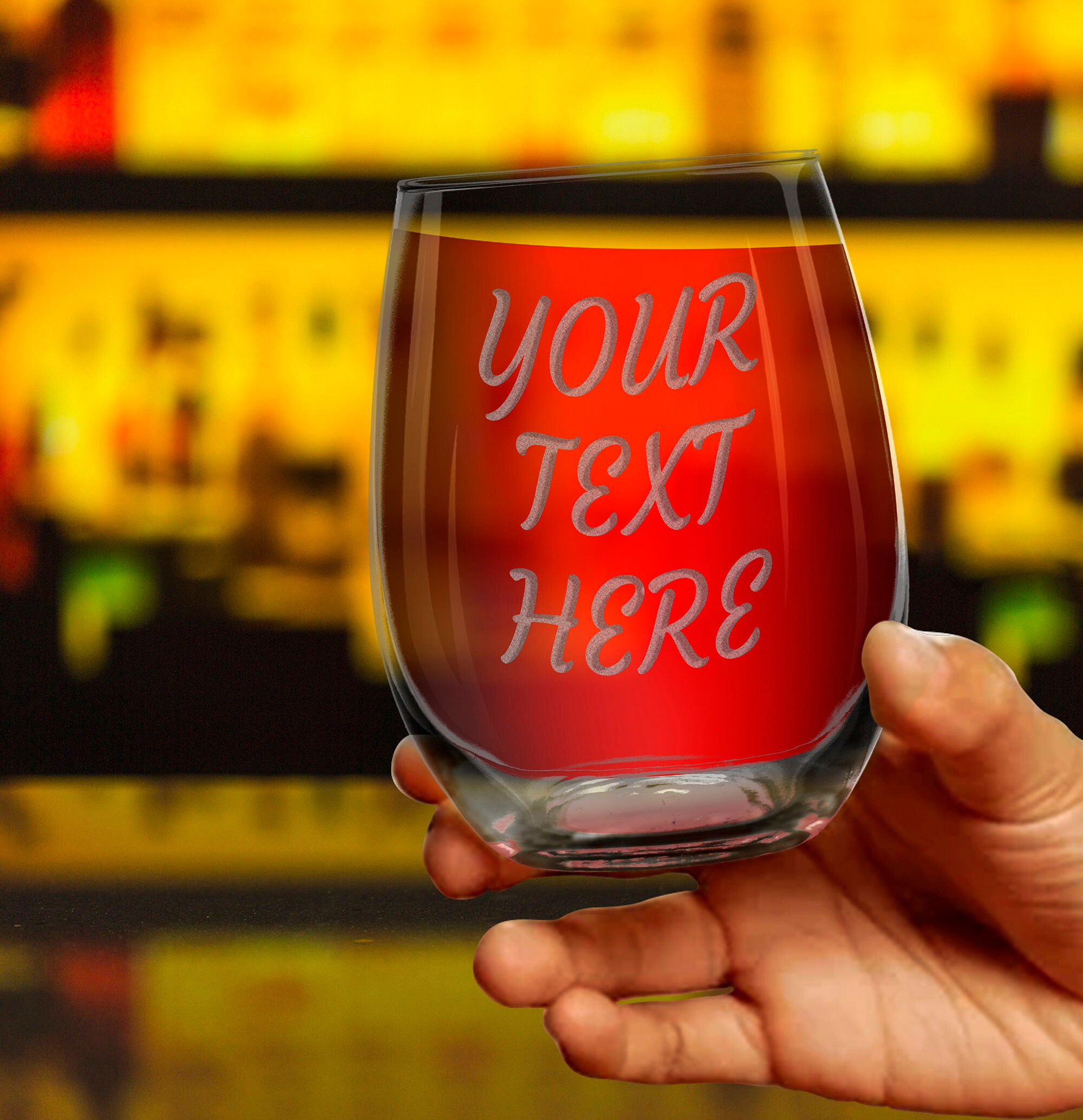 Personaliseer hier je tekst Stemless wijnglas 15 oz. Op maat gegraveerd glas met tekst Aanpasbaar wijnglas Cadeau voor verjaardag, kerst - Nederland