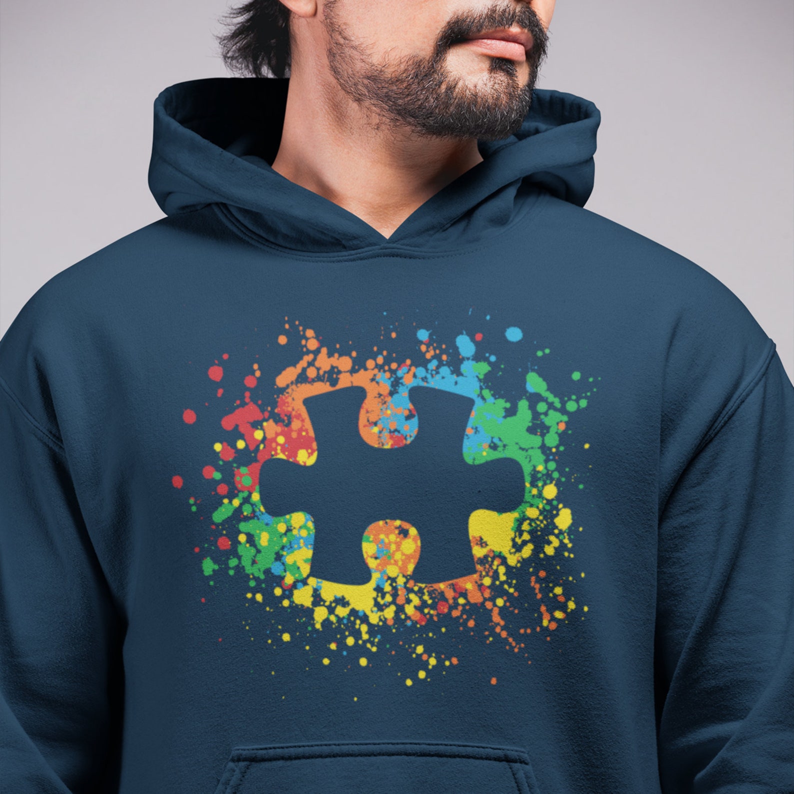 Autism Awareness Splatter Paint Puzzle Piece Hoodie Sweatshirts Autism ...