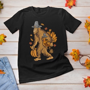 Bigfoot Pilgrim Turkey Pumpkin Thanksgiving Sasquatch T-Shirt, Thankful Shirt, Thanksgiving Shirt, Thanksgiving, Bigfoot Shirt, Turkey Face.