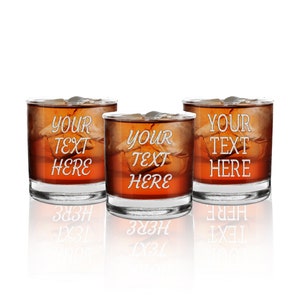 Personalized (Your Text Here) Whiskey Glass 11 oz. | Custom Engraved with Text | Rocks Glass Gift for Men on Birthday, Christmas