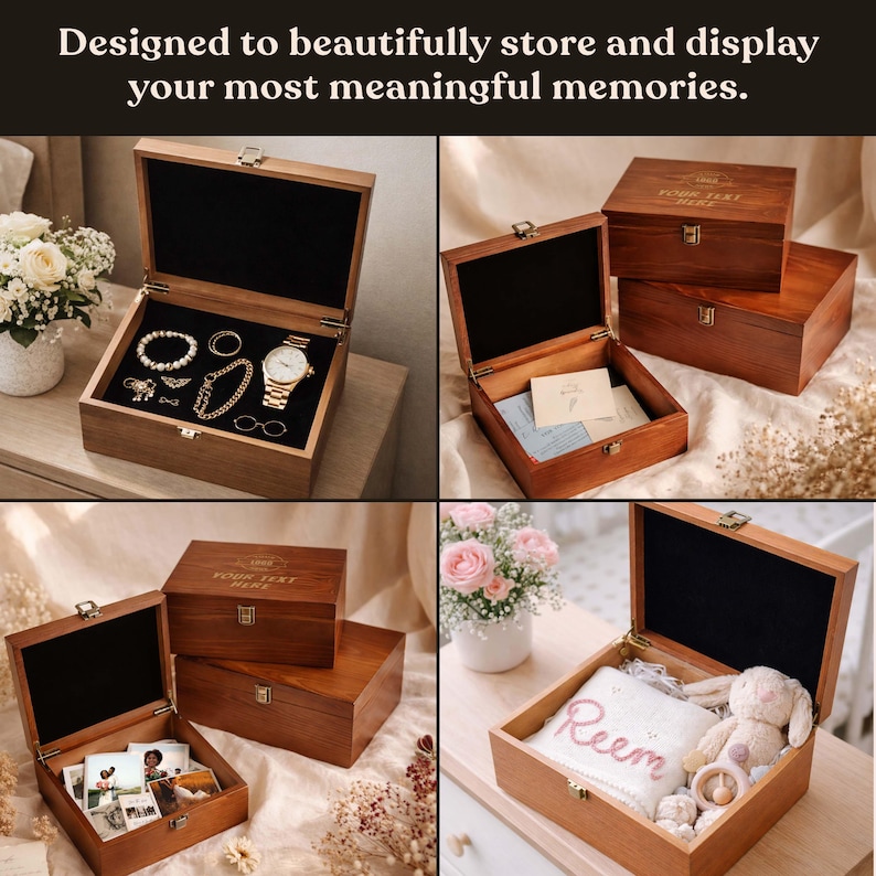 Keepsake Box, Personalized Wooden Box, Custom Engraved Text or Logo ...