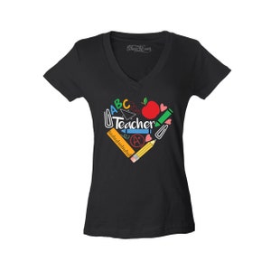 Teacher Heart Supplies Teacher&#39;s Appreciation Day Women&#39;s V-Neck T-Shirt Slim Fit