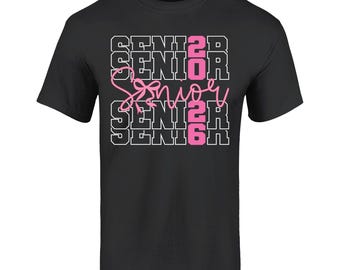 Senior Pink Bow Ribbon Cute Class of 2026 T-Shirt, Senior 2026. Senior Shirt. Senior Gift. Class of 2026. Graduation Gift.