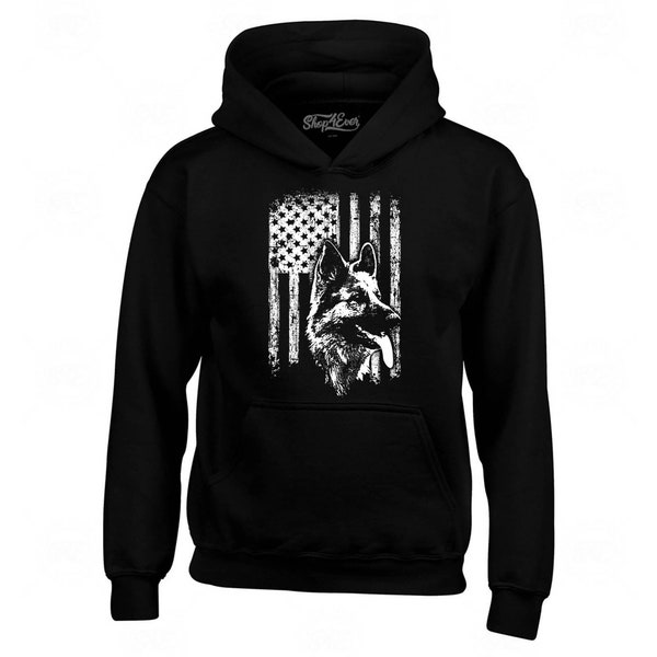 German Shepherd Canine American Flag Hoodie Sweatshirts German Shepherd Shirt. Dog Lover Gift. Mothers Day Gift. Fathers Day Gift.