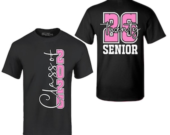 Class of 2026 Pink Senior Double Sided T-Shirt. Class of 2026. Graduation Shirt. Graduation Gift.  Graduation 2026. Senior 2026 Gift.