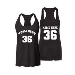 Personalized Jersey Style Team Name Women&#39;s Racerback Tank Top Slim Fit Custom Your Name Number Sports Team