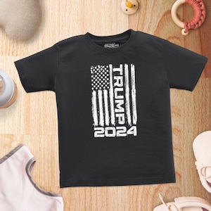 Trump Flag 2024 Toddler Cotton T-Shirt Trump Shirt. Trump 2024 Shirt. Election 2024 T Shirt. American Flag Shirt. Donald Trump Gift.