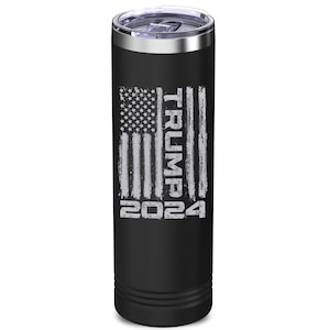 Trump 2024 American Flag Skinny Tumbler with Lid 20 oz. Slim Tumblers, Donald Trump, Trump Gift 2024, Election Donald Trump, Election 2024.