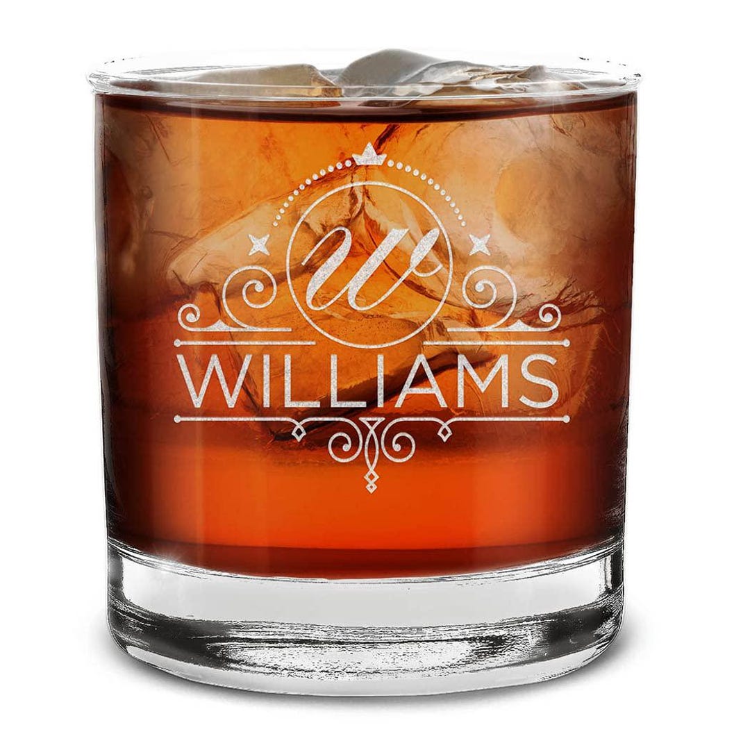 Personalized Engraved Whiskey Glass 11 Oz. Custom Monogram Rocks Glass ...