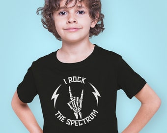 I Rock The Spectrum Skeleton Skull Autism Awareness Child's T-Shirt Kids Tee Autism Awareness Month. Autism Awareness  Shirt. Autism Gift.