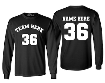 Personalized Jersey Style Team Name Long Sleeve Shirts Custom Your Name Number Sports Team, Football Shirt.