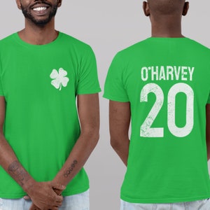 Custom Irish Shirt Your Name and Jersey Number Shamrock St. Patrick's Day T-Shirt, Irish Drinking Shirt, Personalized Shirt, Custom Gift.