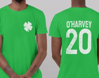 Custom Irish Shirt Your Name and Jersey Number Shamrock St. Patrick's Day T-Shirt, Irish Drinking Shirt, Personalized Shirt, Custom Gift.