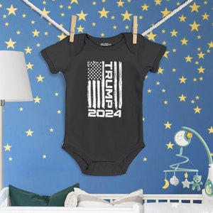 Trump Flag 2024 Baby Bodysuit Cotton Romper. Trump Shirt. Trump Sweatshirt. Election 2024 Romper. American Flag Romper. Donald Trump.