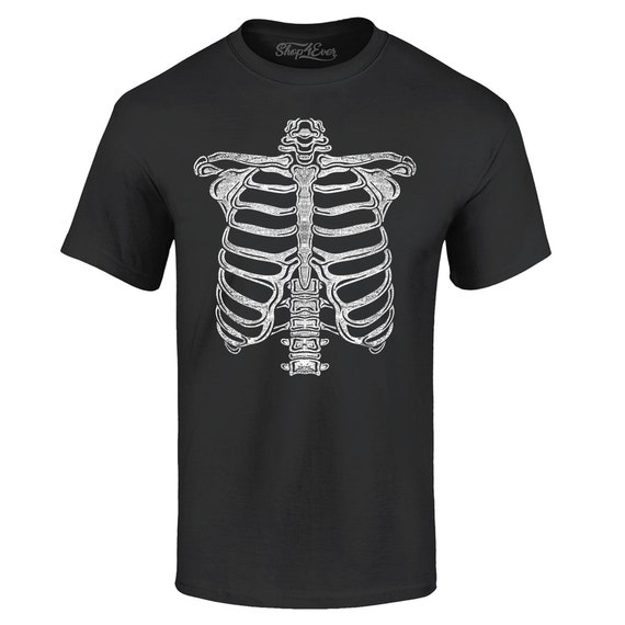 Mens White Skeleton Rib Cage Funny Halloween Costume T shirt