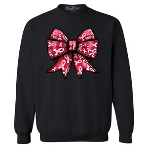Pink Ribbon Breast Cancer Awareness Oversized Big Bow Crewneck Sweatshirts Cancer Tee. Kankerbestrijder. Borstkankercadeau. Krijger van kanker.