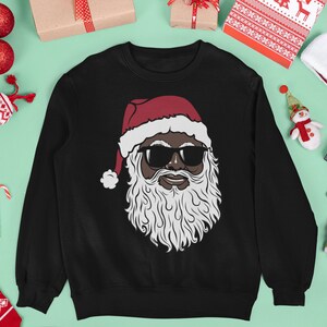 Babbo Natale con occhiali da sole, felpe girocollo natalizie, maglietta natalizia, maglietta natalizia per la famiglia, maglietta di Babbo Natale, pigiama natalizio.