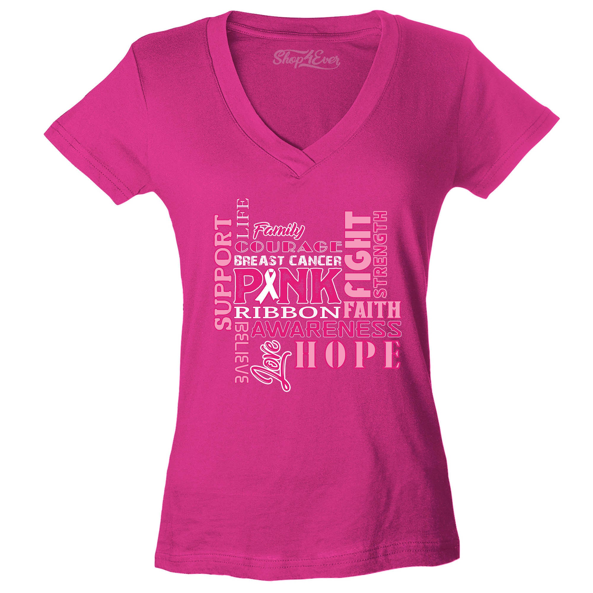 Support Breast Cancer Awareness T-Shirt Faith Fight Hope Tee