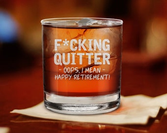Geschenk zum Ruhestand, Quitter Oops, ich meine glücklicher Ruhestand! Graviertes Whisky-, Bier-, Weinglas, Becher-Trinkgeschirr, Mitarbeiter, kundenspezifische Glaswaren.