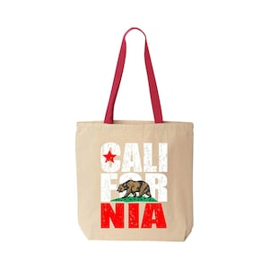 California Bear Flag Vintage Cotton Canvas Tote
