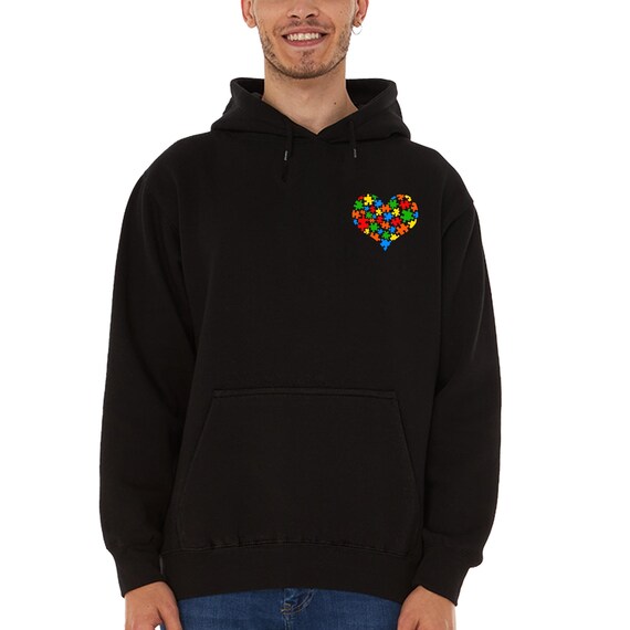 トップス ideaswam PUZZLE HOODIE Rainbow (Black) Autism Awareness Sweatshirt, Puzzle Heart Pocket Autistic