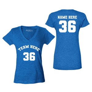 Personalized Jersey Style Team Name Women&#39;s V-Neck Shirt Custom Your Name Number Sports Team, Football Shirt.