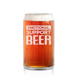 Emotional Support Beer Funny Engraved Beer Can Glass 16 oz. Father&#39;s Day Gift for Him Emo Beer, Bar Glass, Beer Glass, Gift For Dad.