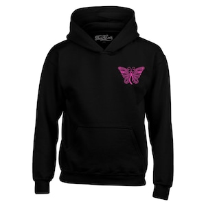 Borstkanker lint vlinder zak sweatshirts hoodie kanker T-shirt. Kankerbestrijder. Borstkankercadeau. Roze lint. Kreeft krijger shirt.