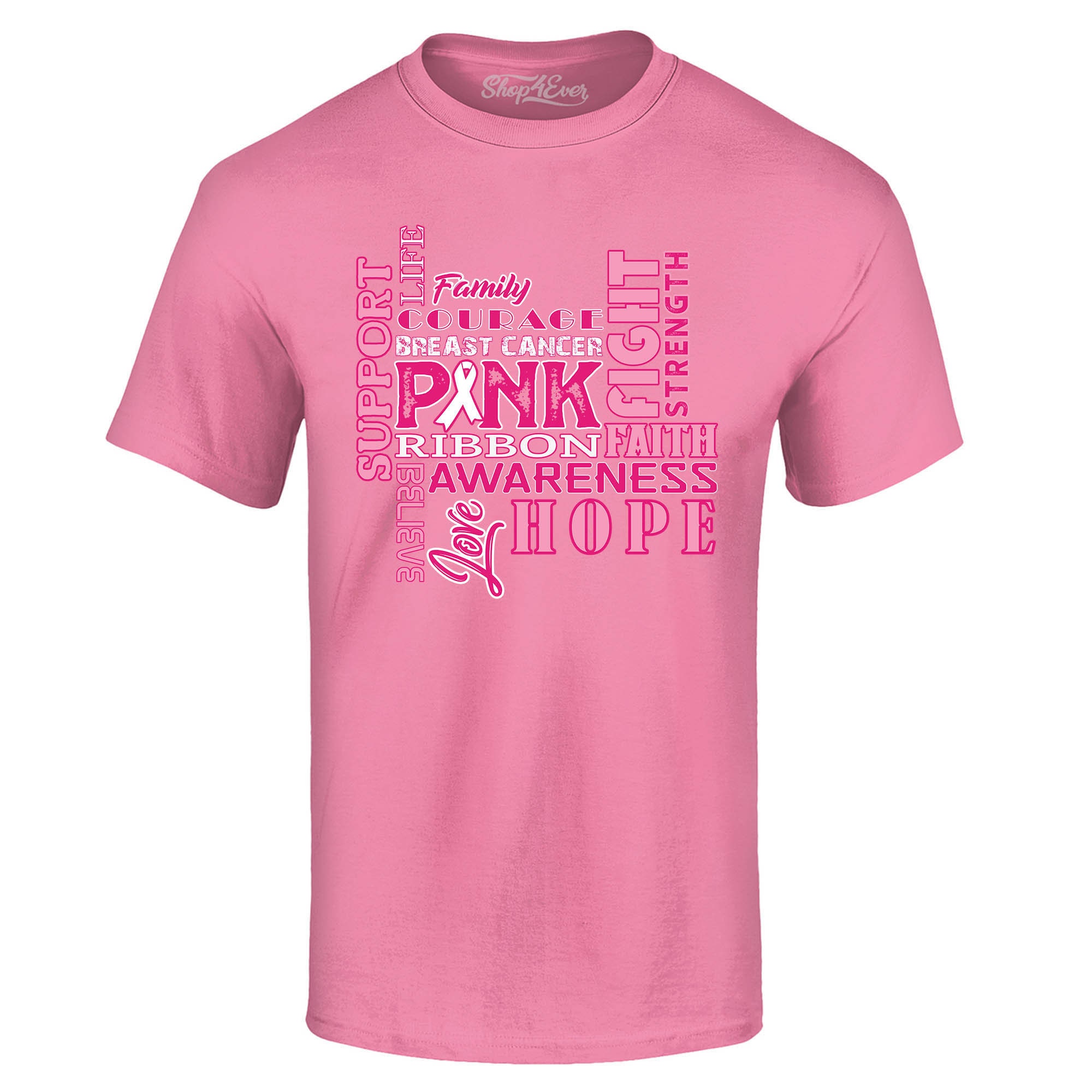 Support Breast Cancer Awareness T-Shirt Faith Fight Hope Tee