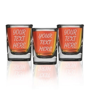 Personalized (Your Text Here) Engraved Square Shot Glass 2 oz. | Custom Prism Shot Glass with Gift Box