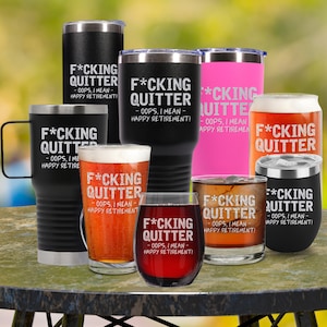 Quitter Oops, I Mean Happy Retirement! Engraved Whiskey, Beer, Wine Glass, Tumbler Drinkware, Co-worker, Retirement Gift Gift for Him or Her