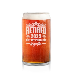Bicchiere da birra inciso &quot;Non è più un mio problema&quot; da 473 ml, in pensione dal 2025. Regalo per colleghi, regalo per papà. Bicchiere da bar, bicchiere da bere.