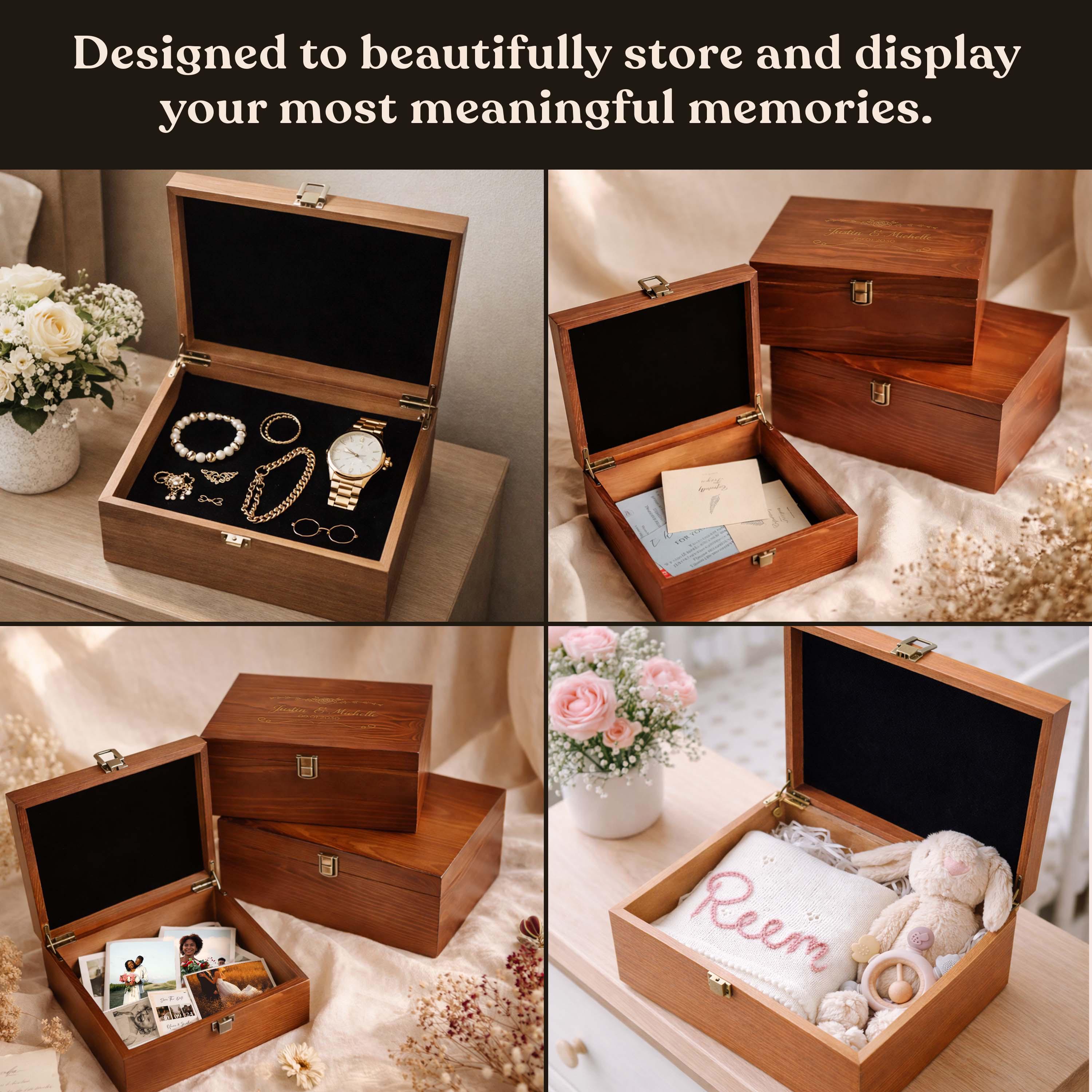 Keepsake Box, Personalized Wooden Box, Custom Engraved Rose W