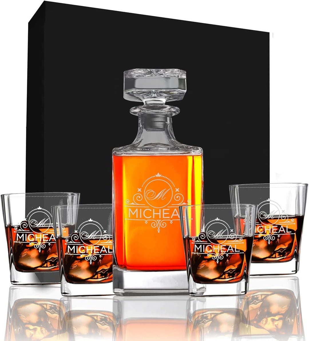 Personalized Whiskey Decanter Set | Custom Whiskey Decanter, Bourbon Lover, Custom Gifts for Men ...