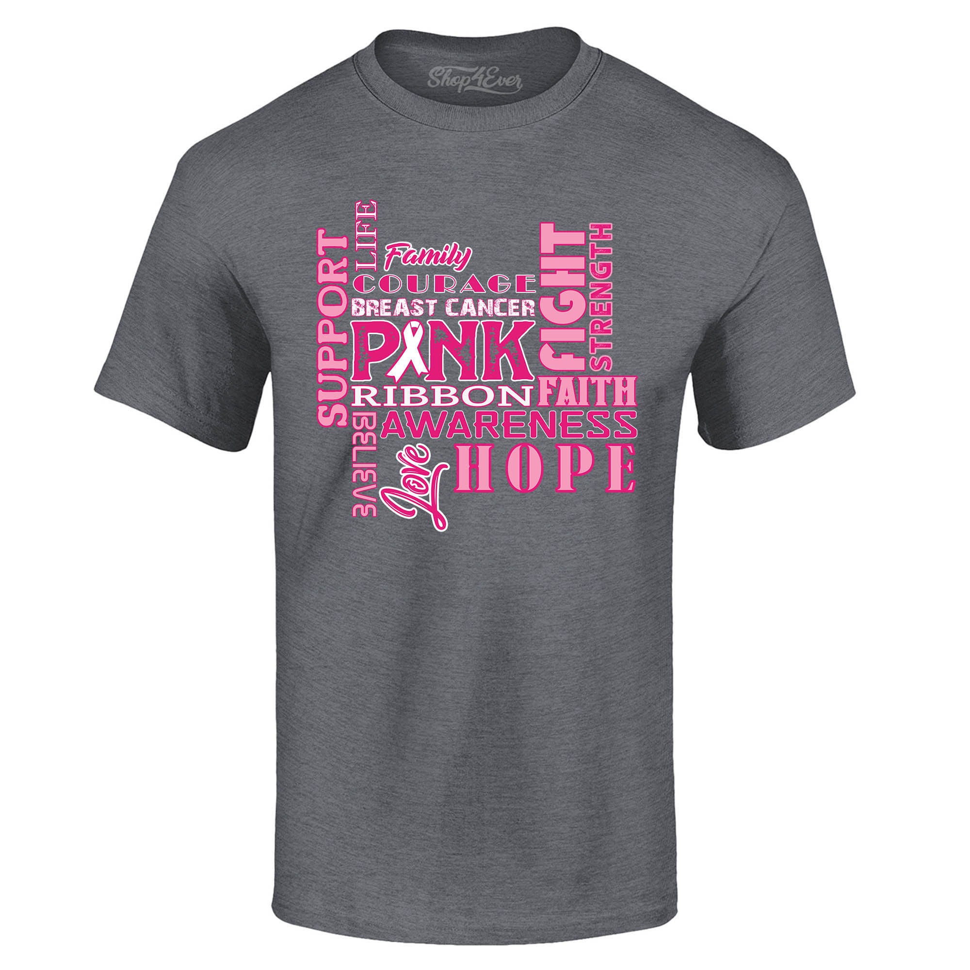 Support Breast Cancer Awareness T-Shirt Faith Fight Hope Tee