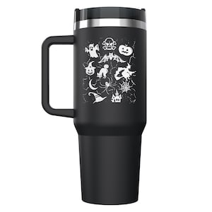 Halloween Mash Up Pumpkin Skull Engraved Insulated Stainless Steel Tumbler with Handle, Lid and Straw 40 oz. Jumbo Tumbler Halloween Tumbler