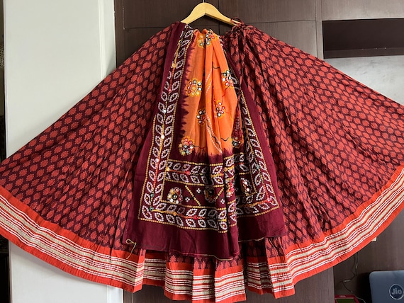 36 Kali Indian Cotton Lehenga gypsy Garba Ghaghra cotton Garba Skirt dandiya Outfit Etsy