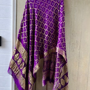 Pure georgete/ghatchola dupatta/purple bandhani/bandhej/indian scarf/rajasthani/wedding dupatta/hotpink/jaipuri scarf/mothers day gift