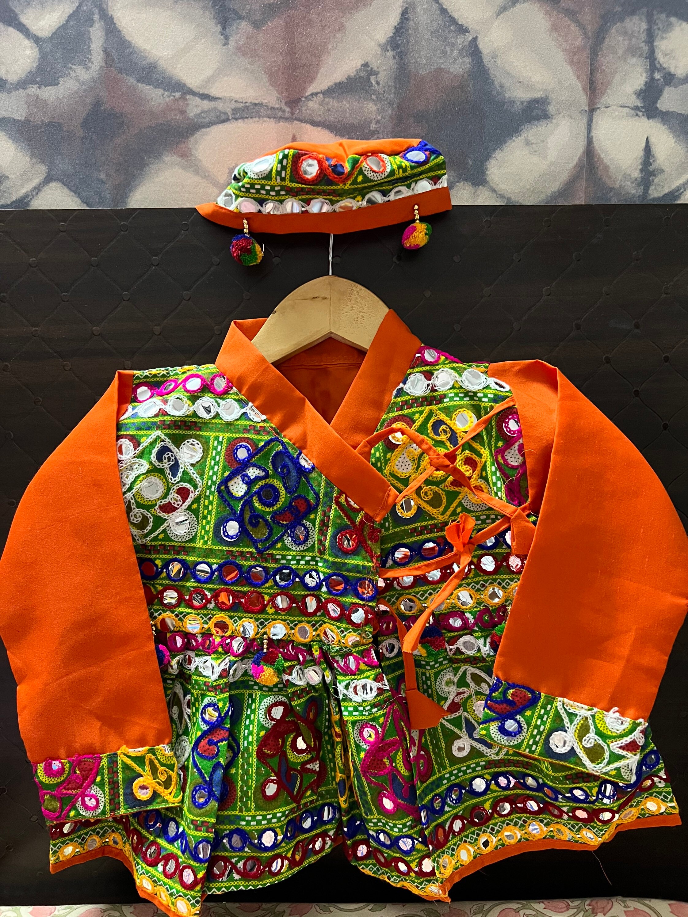 Exquisite Unisex Kids Angrakha Outfit Kutch Work Garba Outfit Kids ...