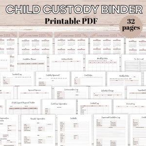 Custody Binder - Printable Planner & Organizer for Child Custody - Log for Communication and Visitation - w/ Calendar