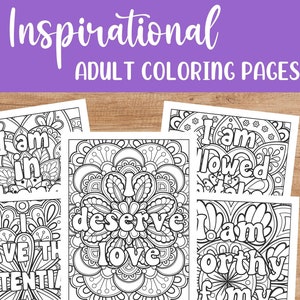 50 Coloring Pages for Adults and Teens - Printable Inspirational Affirmation Self Care Sheets - Instant Digital Download