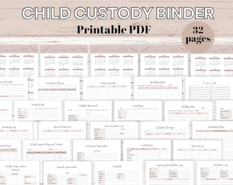 Carpeta de custodia - Planificador y organizador imprimible para la custodia de menores - Registro de comunicación y visitas - con calendario
