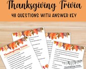 Thanksgiving Trivia Game Printable - Thanksgiving Dinner Family Game - Turkey Day Fall Party Game