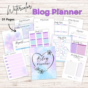 Planificateur de contenu de blog imprimable - planificateur de publication aquarelle et organisateur pour les blogs