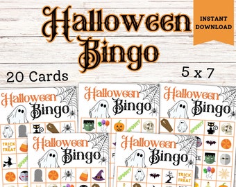 Halloween Bingo Game Printable - Kids Party Activity for Classroom