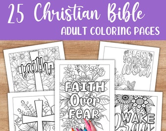 25 Christian Bible Coloring Pages for Adults and Teens - Printable Relaxation Sheets - Instant Digital Download